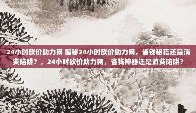 24小时砍价助力网 揭秘24小时砍价助力网，省钱秘籍还是消费陷阱？，24小时砍价助力网，省钱神器还是消费陷阱？