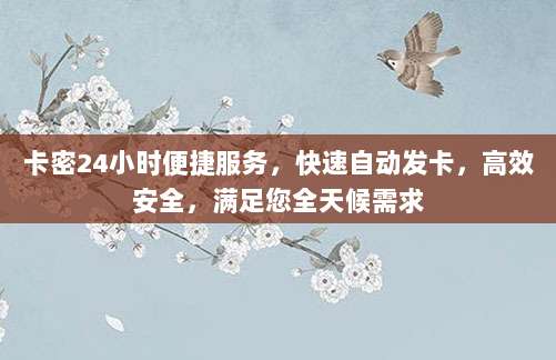 卡密24小时便捷服务，快速自动发卡，高效安全，满足您全天候需求