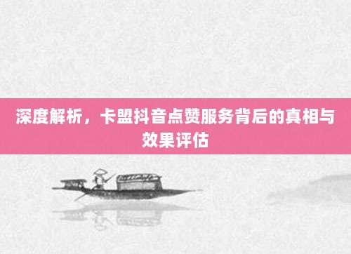 深度解析,卡盟抖音点赞服务背后的真相与效果评估