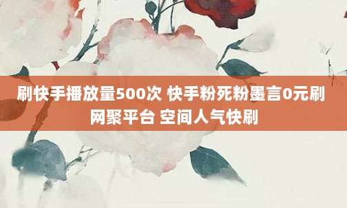 刷快手播放量500次 快手粉死粉墨言0元刷 网聚平台 空间人气快刷