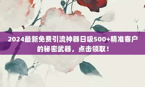 2024最新免费引流神器日吸500+精准客户的秘密武器,点击领取!