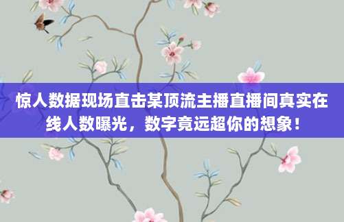 惊人数据现场直击某顶流主播直播间真实在线人数曝光，数字竟远超你的想象！