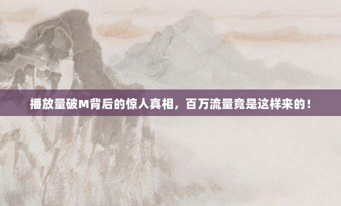 播放量破M背后的惊人真相，百万流量竟是这样来的！