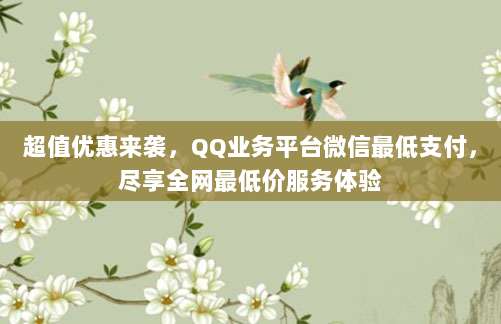 超值优惠来袭，QQ业务平台微信最低支付，尽享全网最低价服务体验
