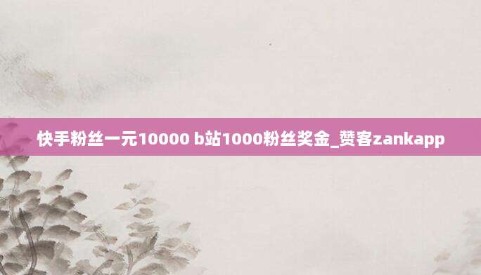 快手粉丝一元10000 b站1000粉丝奖金_赞客zankapp