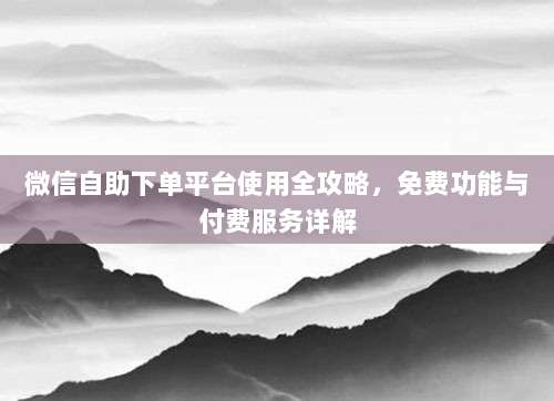 微信自助下单平台使用全攻略,免费功能与付费服务详解