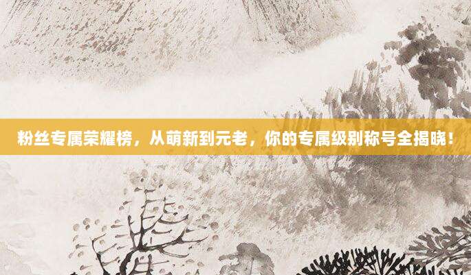 粉丝专属荣耀榜，从萌新到元老，你的专属级别称号全揭晓！