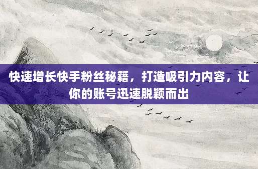 快速增长快手粉丝秘籍，打造吸引力内容，让你的账号迅速脱颖而出