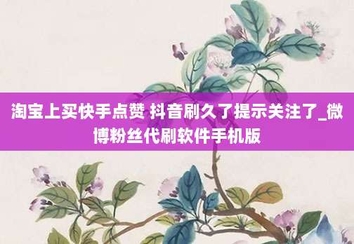 淘宝上买快手点赞 抖音刷久了提示关注了_微博粉丝代刷软件手机版