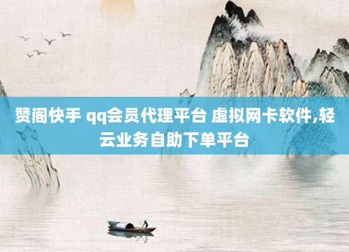 赞阁快手 qq会员代理平台 虚拟网卡软件,轻云业务自助下单平台